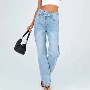 Princess Polly Criss Cross Straight Leg Jeans